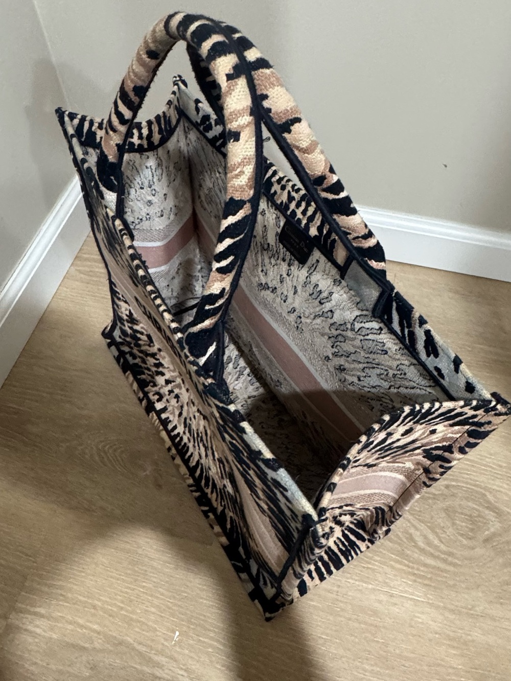 Dior Beige, Black & Cream Patterned Canvas Tote - Picture 5 of 5